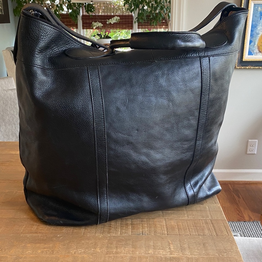 Black Leather Travel  Bag - HUGE!!!